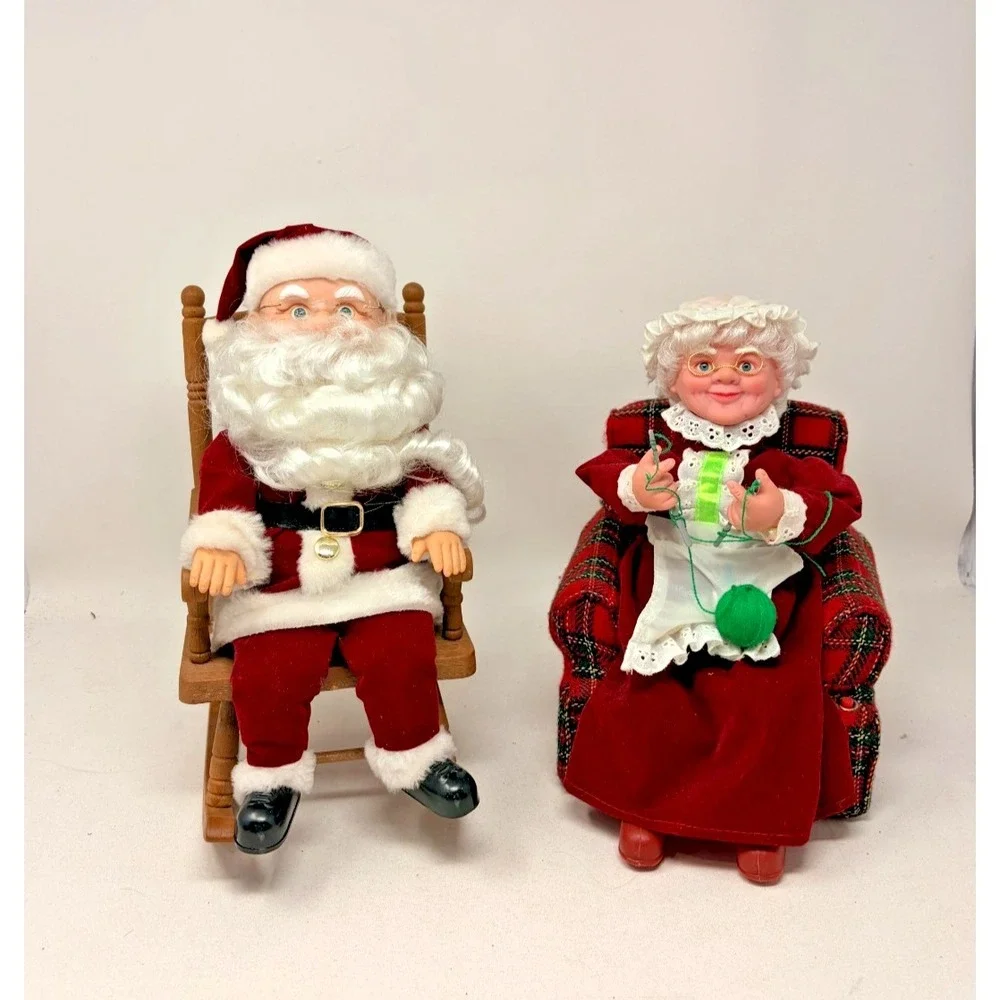 Vintage Gemmy Animated Santa Claus & Mrs Claus Christmas Figures Lot Of 2 Tested